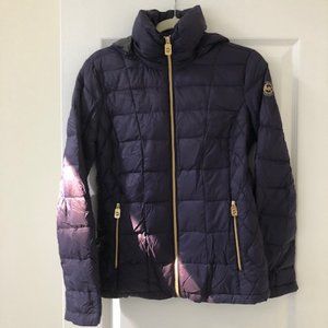 Michael Kors Packable Hooded Down Jacket Plum XS